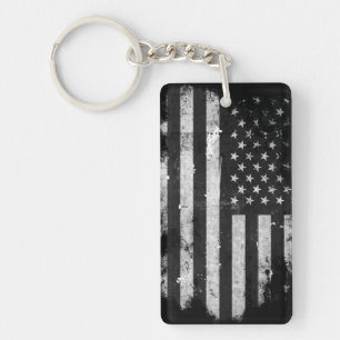 Drapeau américain grunge noir et blanc