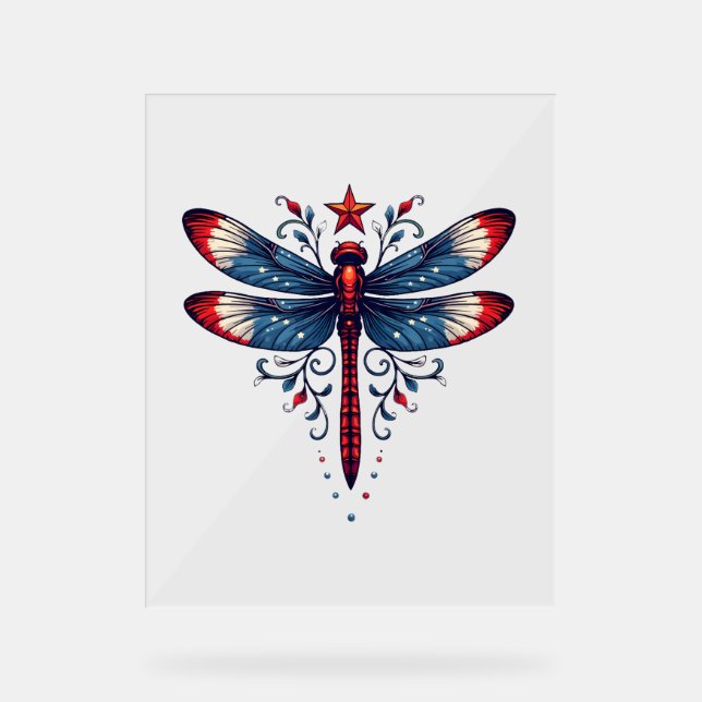 Drapeau américain libellule Patriotique 4 juillet  (Recto)