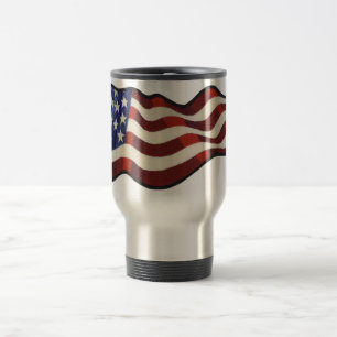 Drapeau américain ondulant la tasse thermo