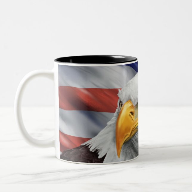 Drapeau américain patriotique Aigle café Mug (Gauche)