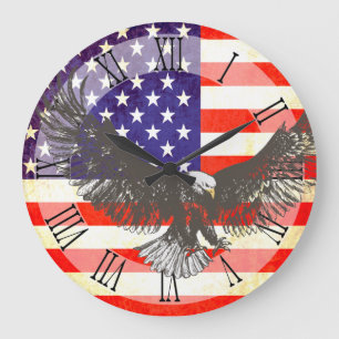 Drapeau américain patriotique aigle romain horloge