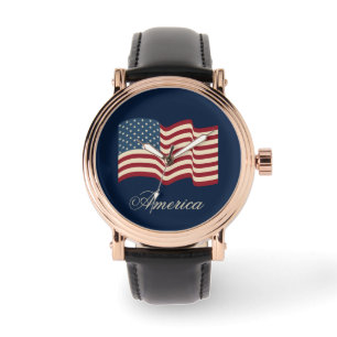 Drapeau américain patriotique cadeau de montre