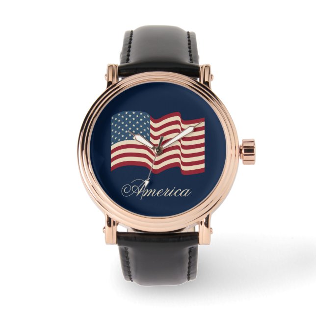 Drapeau américain patriotique cadeau de montre (Recto)
