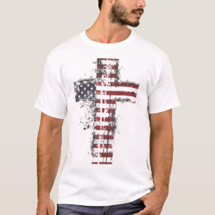 Drapeau américain patriotique croix T-shirt