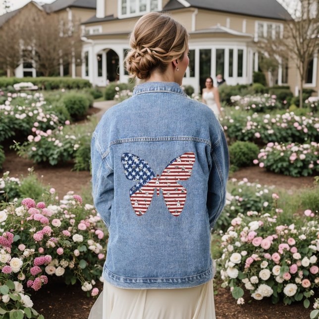 Drapeau américain patriotique femme Denim Jacket (Mariage Retour)