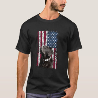 Drapeau américain patriotique T-shirt Black Labrad