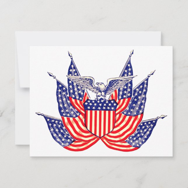 Drapeau américain patriotique vintage, Invitation  (Devant)