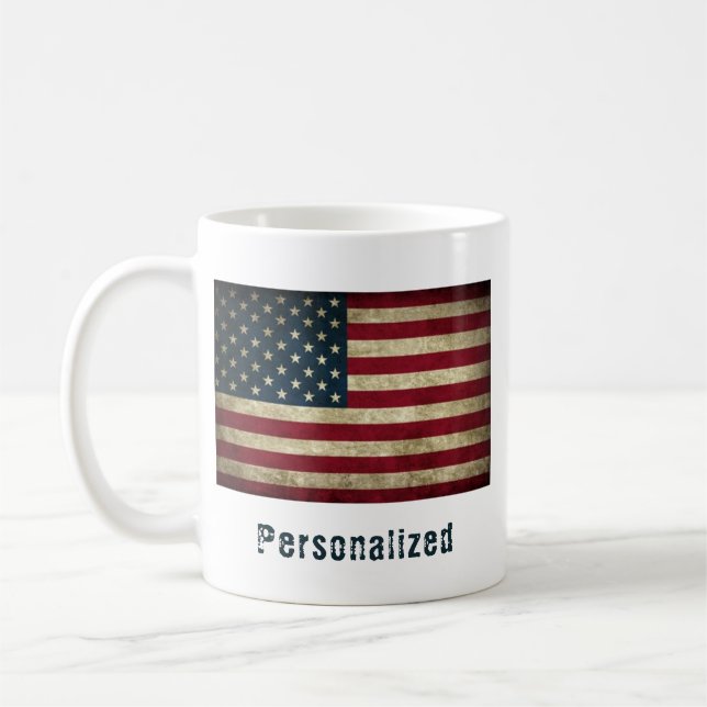 Drapeau américain personnalisé Mug de café (Gauche)