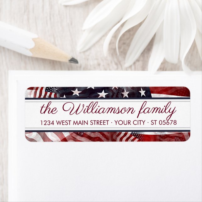 Drapeau américain personnalisé Rouge Blanc Bleu Bl (En situation)