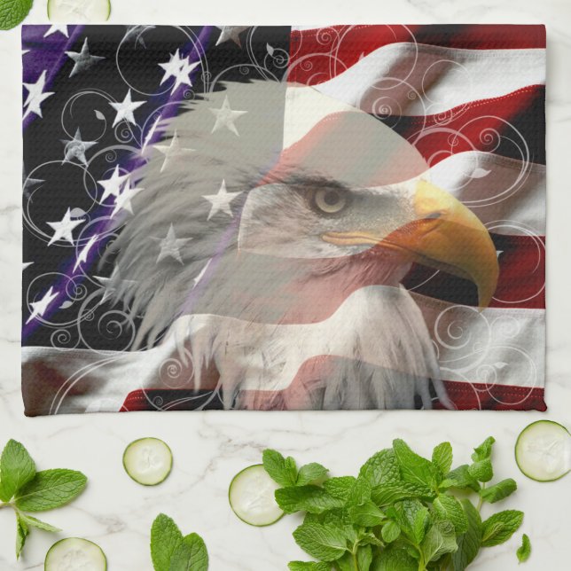 Drapeau américain serviette de cuisine (Plié)