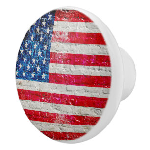 Drapeau américain sur le bouton de porte de
