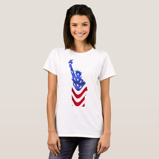 Drapeau américain - T-shirt féminin de base (Devant entier)