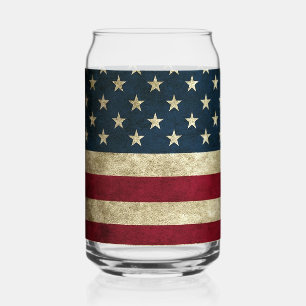 Drapeau américain Verre en forme de Canette Simple