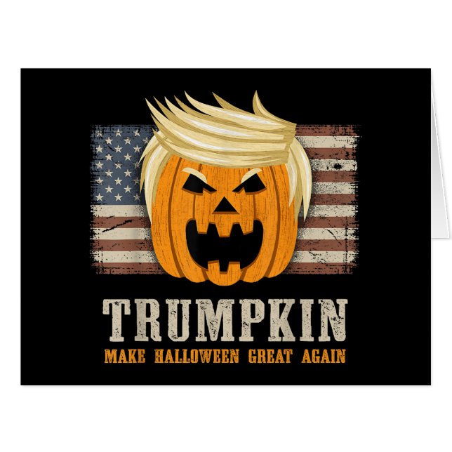 Drapeau américain Vintage Halloween Trumpkin Funny (Devant horizontal)