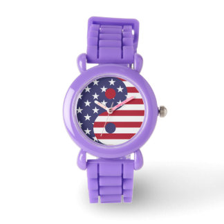 drapeau américain yin yang montre