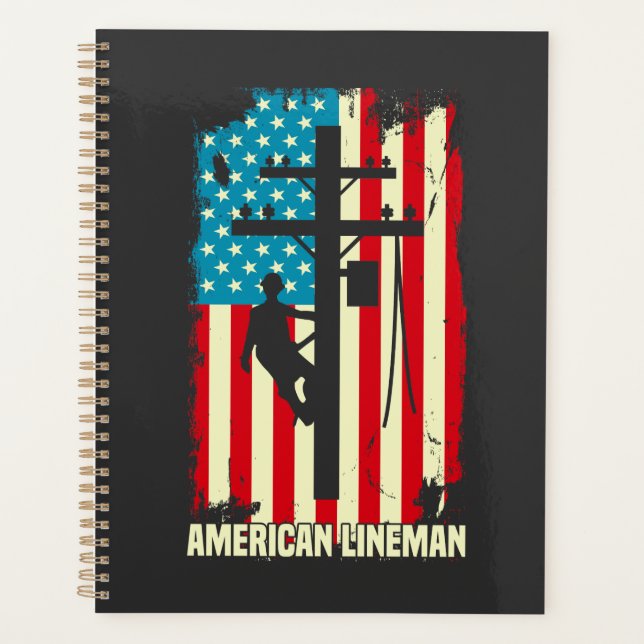 Drapeau American Lineman Electric Cable Planner (Devant)