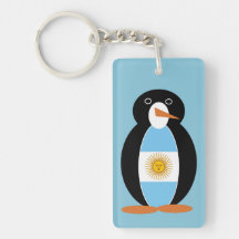 Drapeau argentin Monsieur Pingouin sur fond bleu