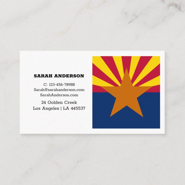 Drapeau Arizona Elegant Carte de visite / USA (Dos)