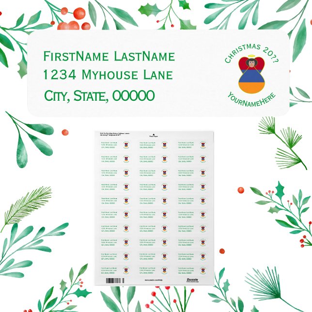 Drapeau arménien Ange de Noël Adresse de retour (Créateur téléchargé)