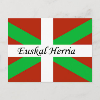 Drapeau Basque Avec Carte Postale Euskal Herria