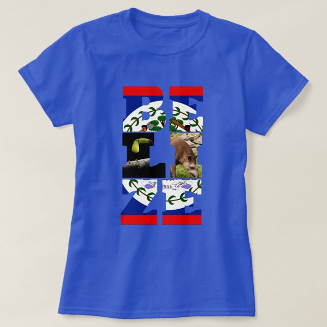 Drapeau Belize, Tapir & T-shirt d'oiseaux Toucan (Design devant)