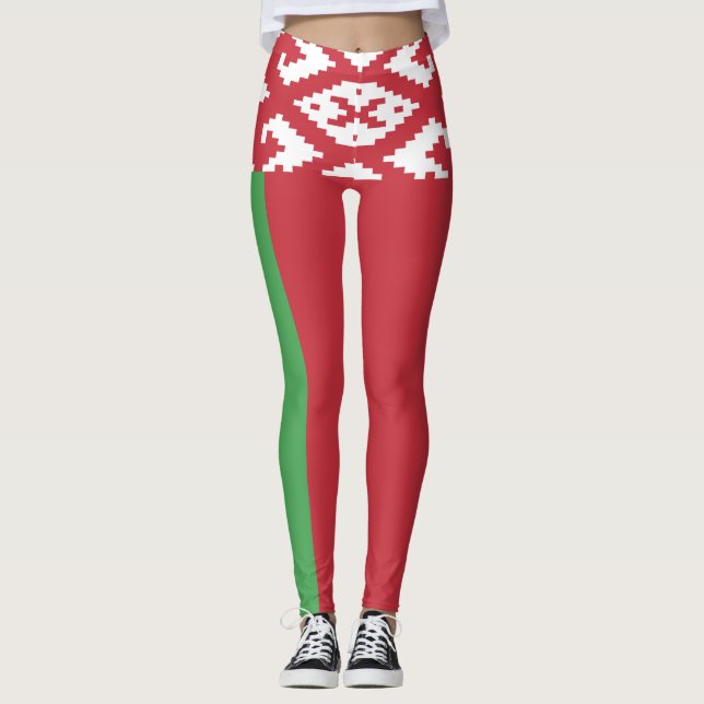 Drapeau biélorusse patriotique Leggings (Devant)