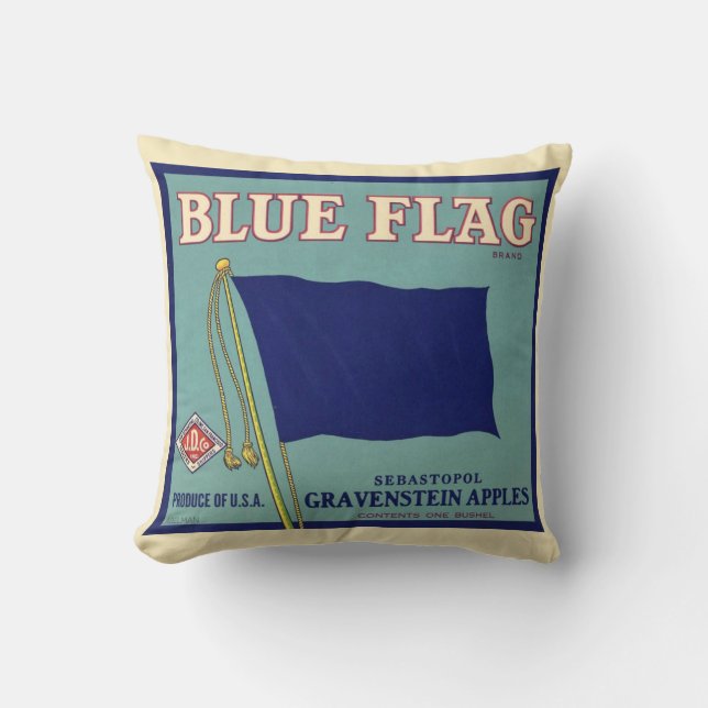 Drapeau bleu Apple Étiquette Jeu oreiller (Recto)