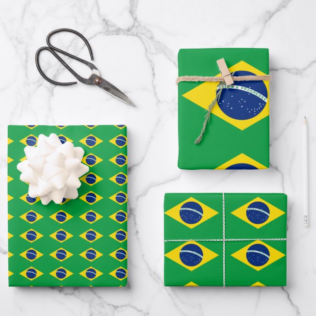 Drapeau brésilien Papier à envelopper Jeu de feuil (Recto)