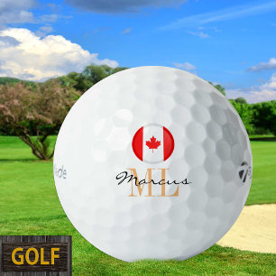 Drapeau canadien et balles de golf canadiennes mon