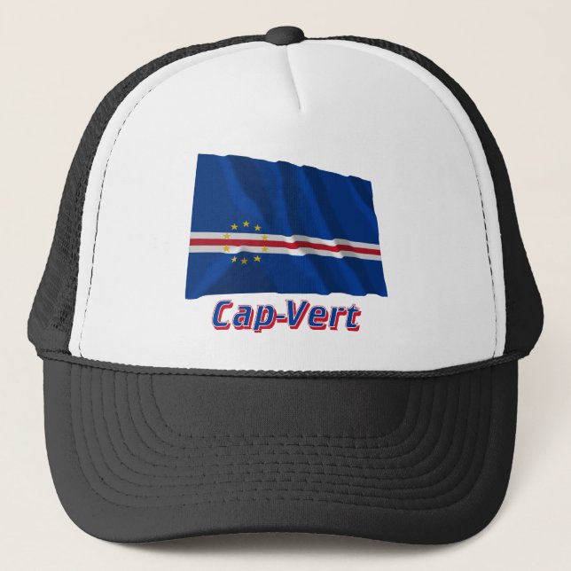 Drapeau Cap-Vert avec le nom en français Trucker Hat (Front)