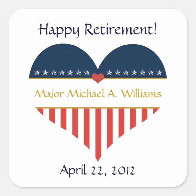 Drapeau cardiaque USA Happy Retirement Stickers (Devant)