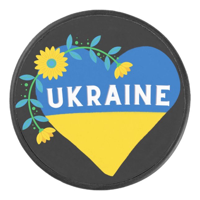 Drapeau coloré Ukraine Fleur Coeur (Devant)