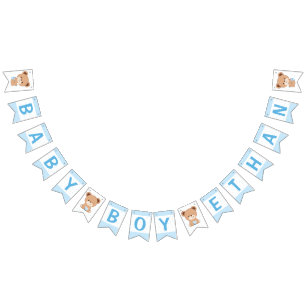 Drapeau de Baby shower d'ours Brown (bleu)