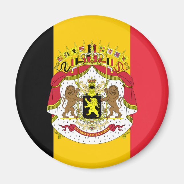 Drapeau de Belgique Manteau d'armoiries Aimant fri (Devant)