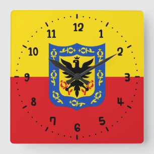 Drapeau de Bogota, Colombie Carré Horloge murale