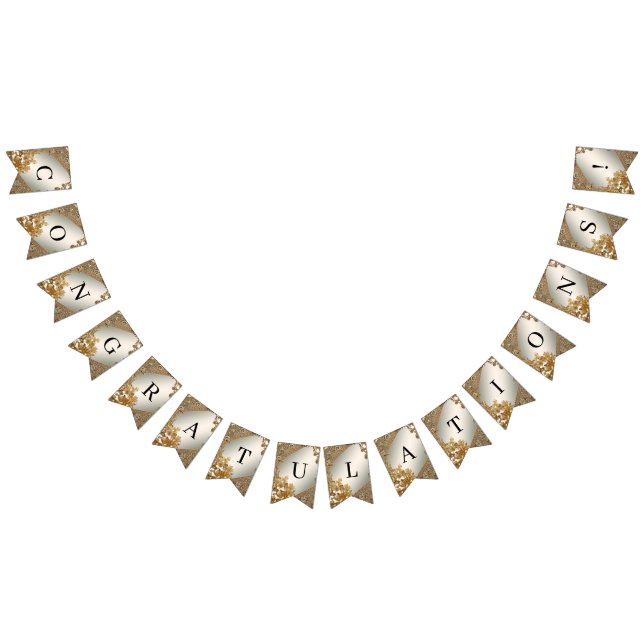 Drapeau de Bunal Floral Orné Or Moderne (Tout)