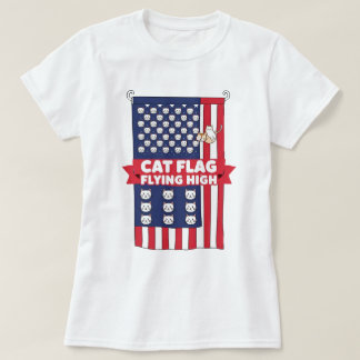 Drapeau de chat volant haut - T-shirt de chat patr