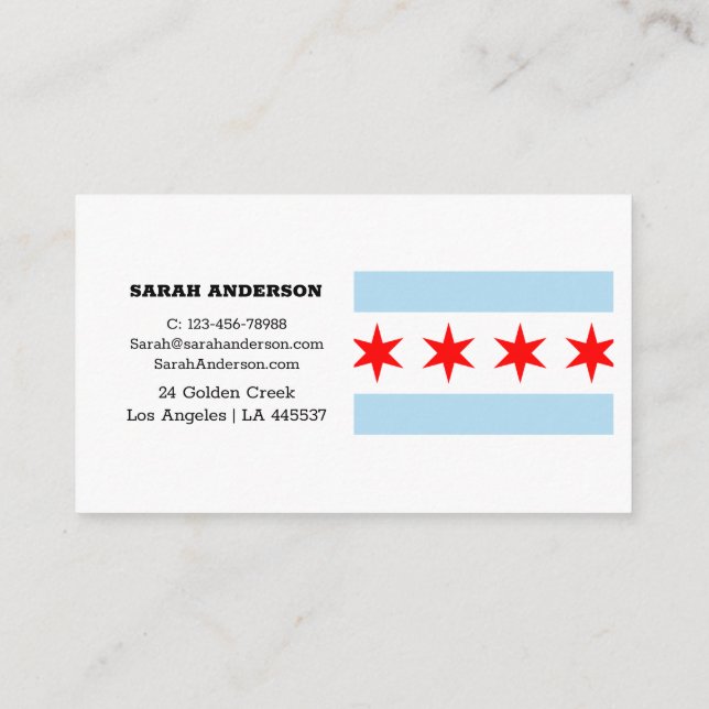 Drapeau de Chicago Elegant Cartes de visite / USA (Dos)