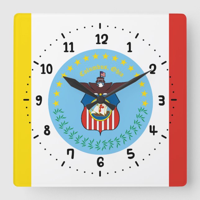 Drapeau de Columbus, Ohio Carré Horloge murale (Recto)