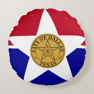 Drapeau de Dallas, Texas Coussin rond
