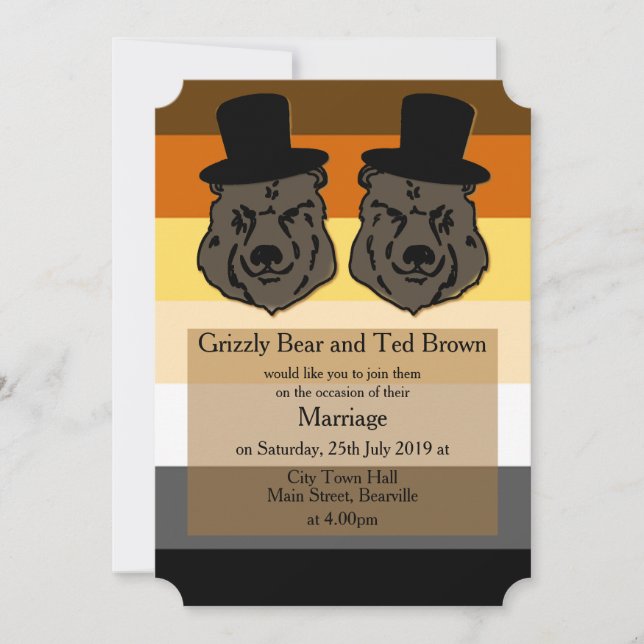 Drapeau de faire-part de mariage de fierté d'ours (Devant)