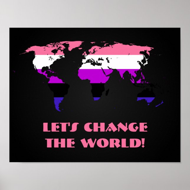 Drapeau de fierté de marque du monde carte poster (Devant)