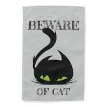 Drapeau de jardin ATTENTION AU CHAT - Texte person