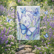 Drapeau de jardin de bienvenue Papillon Lavande