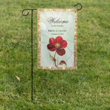Drapeau de jardin Fleur rouge en verre coloré