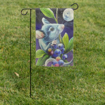 Soirée d'été Mouse Moon & Berries Watercolor Art