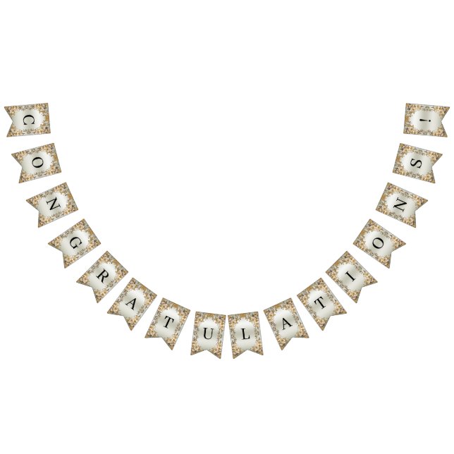 Drapeau de jonction de fleurs blanches dorées (Tout)