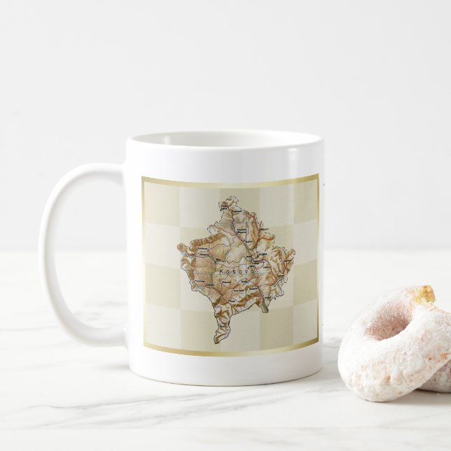 Drapeau de Kosovo + Tasse de carte (Avec donut)