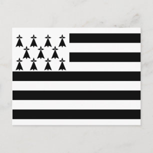 Drapeau de la Bretagne Breizh Gwenn ha Du Britanny Postcard