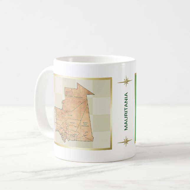 Drapeau de la Mauritanie + Tasse de carte (Devant gauche)